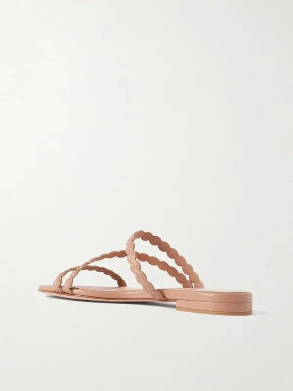 Gianvito Rossi Nude Pink Braided-Strap Flat Sandals